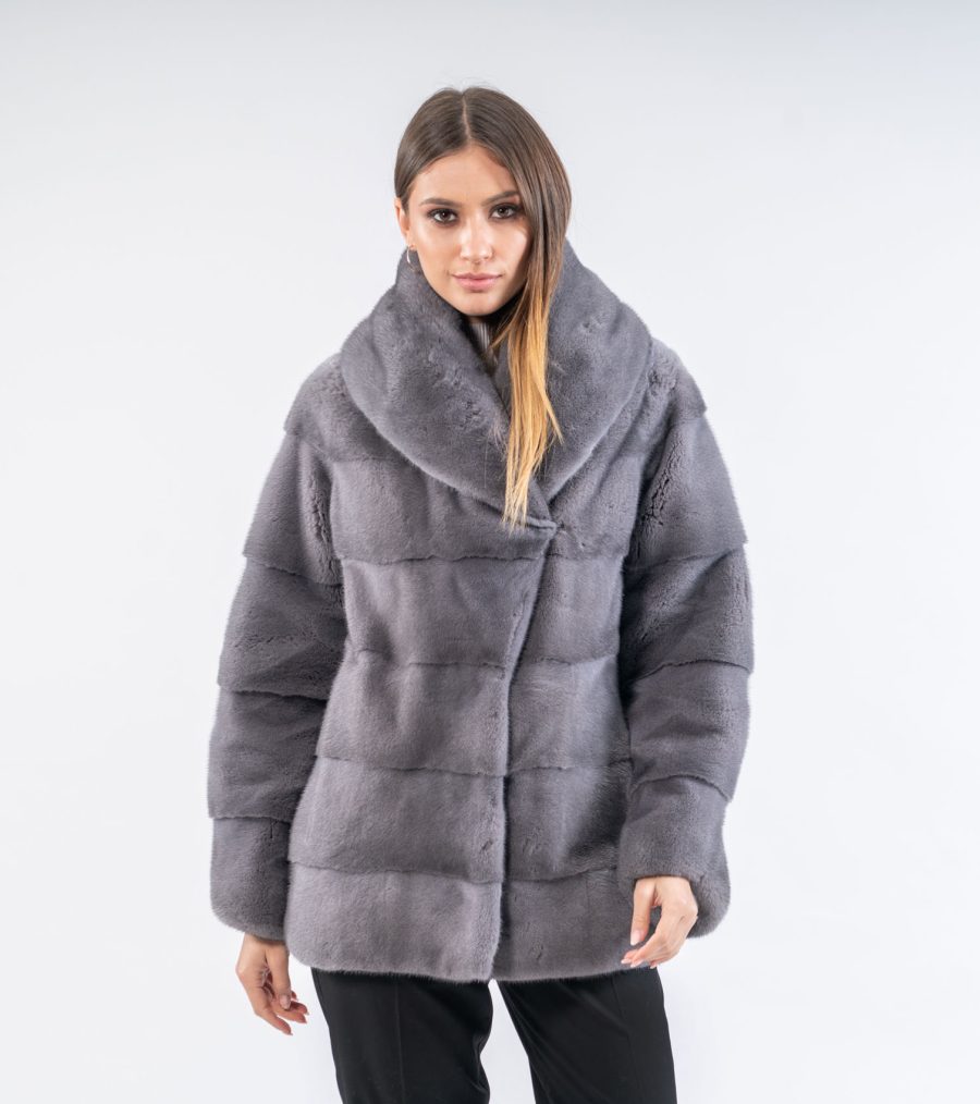 meeee訳あり nalm. mix far jacket グレー 完売品 Graphite Gray Mink Fur Jacket- 100% Real Fur - Haute Acorn