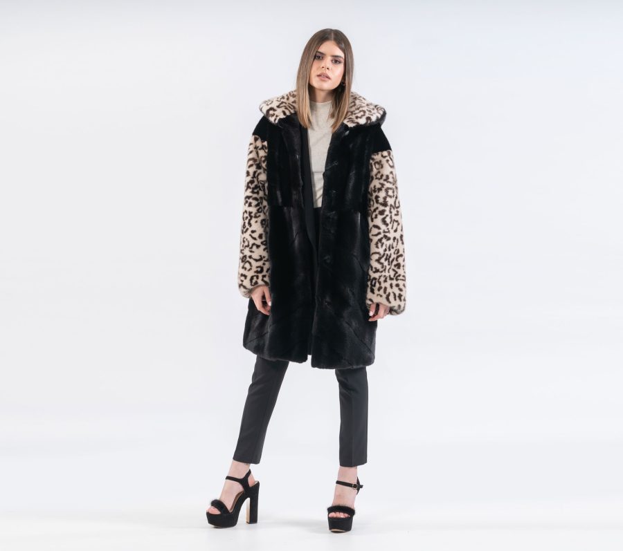 Leopard Print Mink Fur Jacket