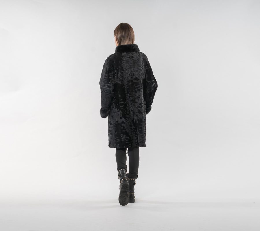 Astrakhan Fur Coat With Mink Details