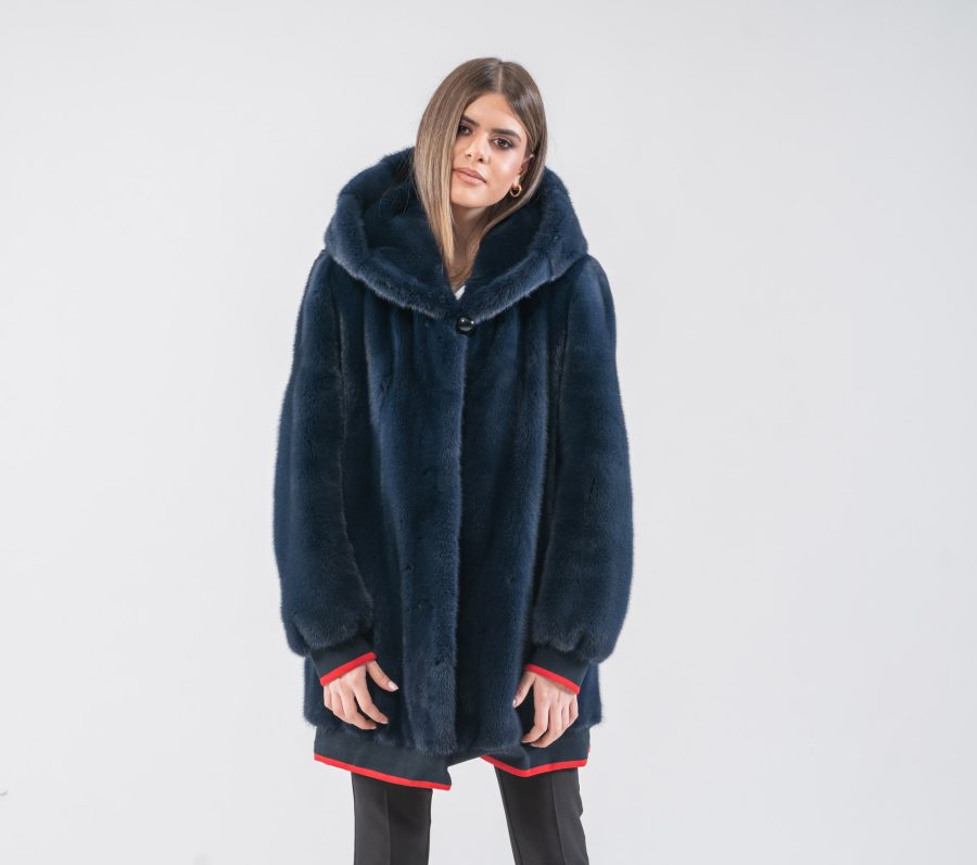 Loose Fitting Mink Fur Jacket With Hood- 100% Real Fur - Haute Acorn