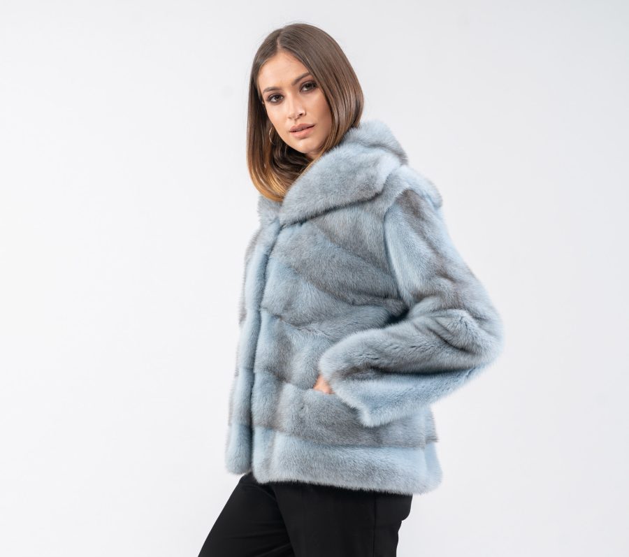 Wide Collar Mink Fur Jacket - 100% Real Fur - Haute Acorn