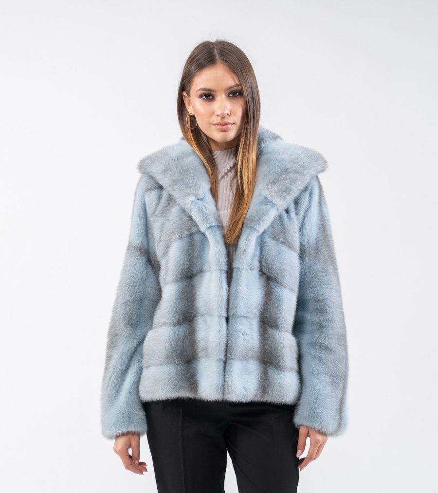 Wide Collar Mink Fur Jacket