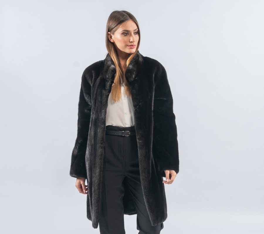 Blackglama Mink Fur Jacket With Short Collar