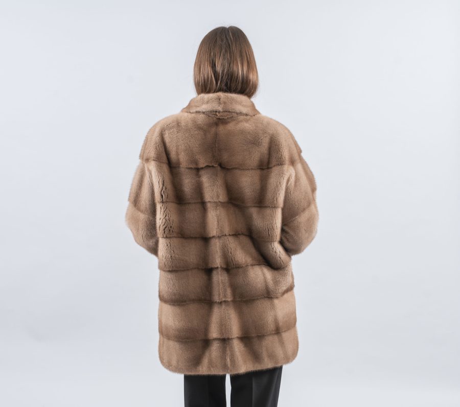 Pastel Mink Fur Jacket With Rolled Up Sleeves