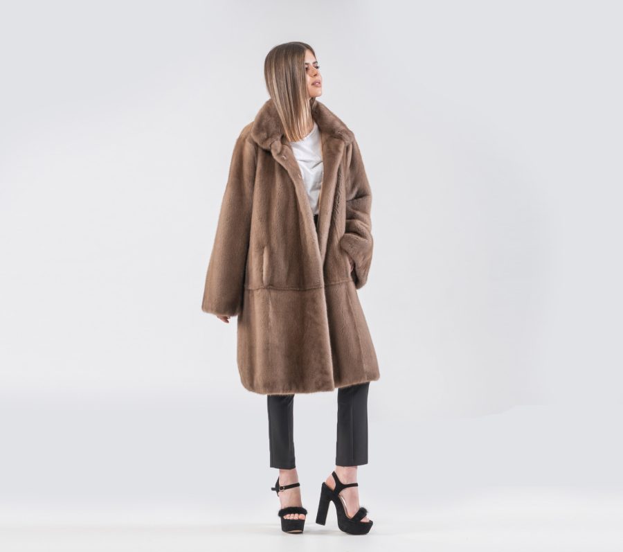 Pastel Long Mink Fur Jacket - 100% Real Fur - Haute Acorn