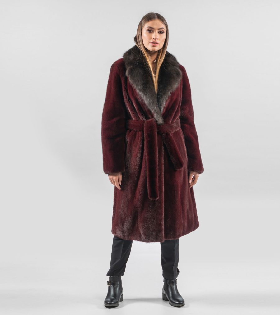 Burgundy Mink Fur Coat - 100% Real Fur - Haute Acorn