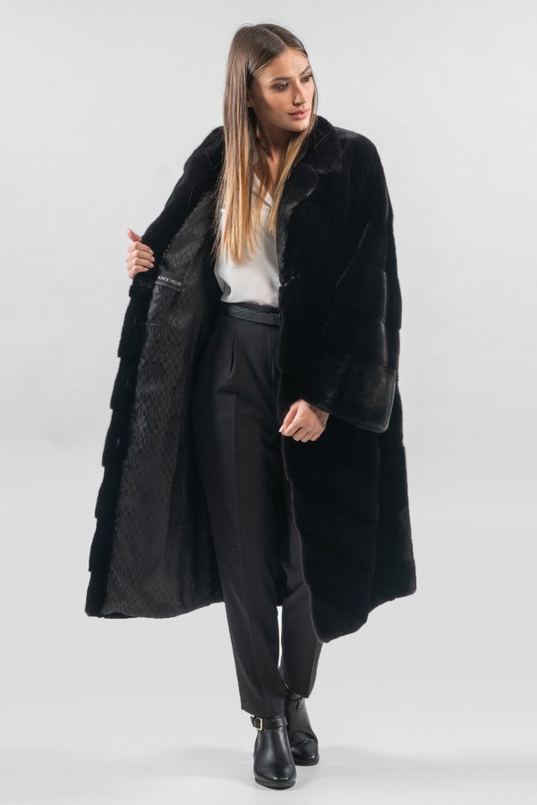 Black Velvet Mink Fur Long Jacket