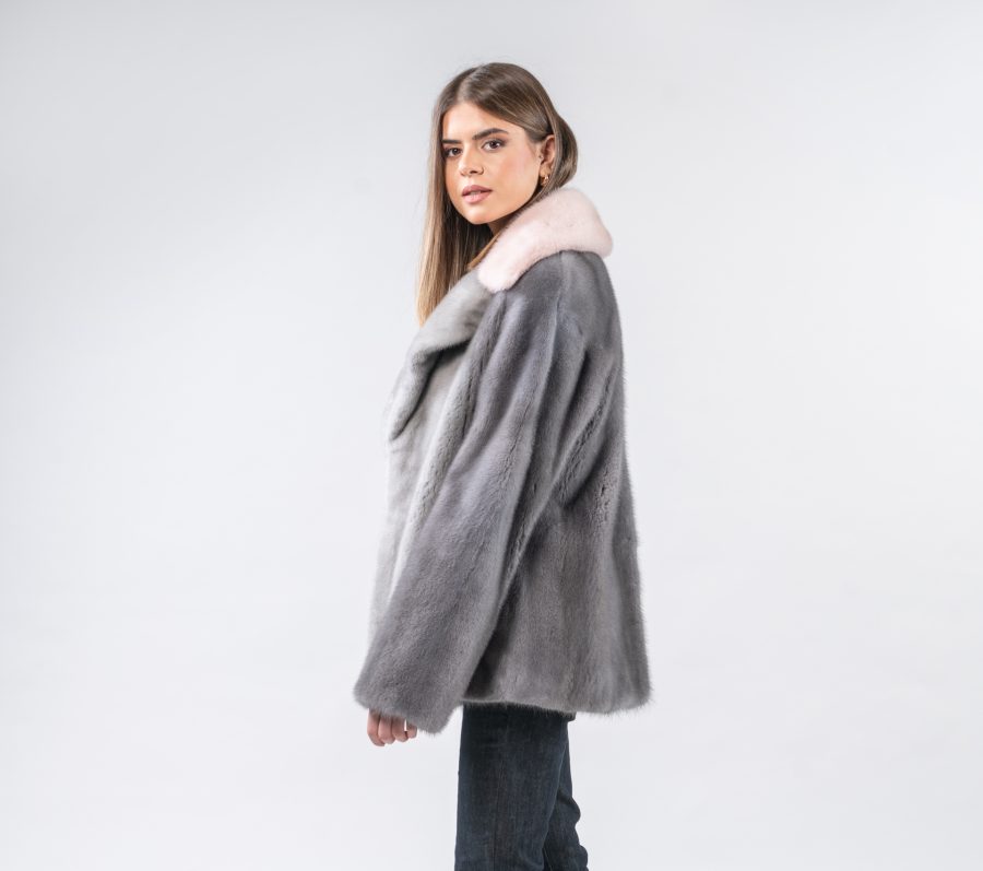 Silver-Iris Mink Fur Jacket