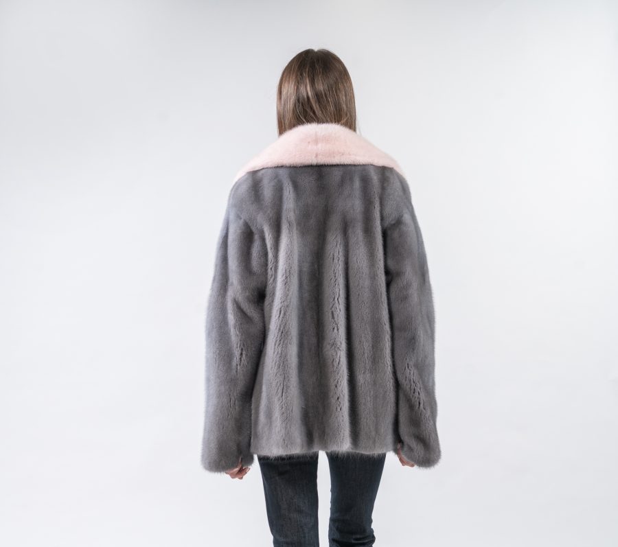 Silver-Iris Mink Fur Jacket