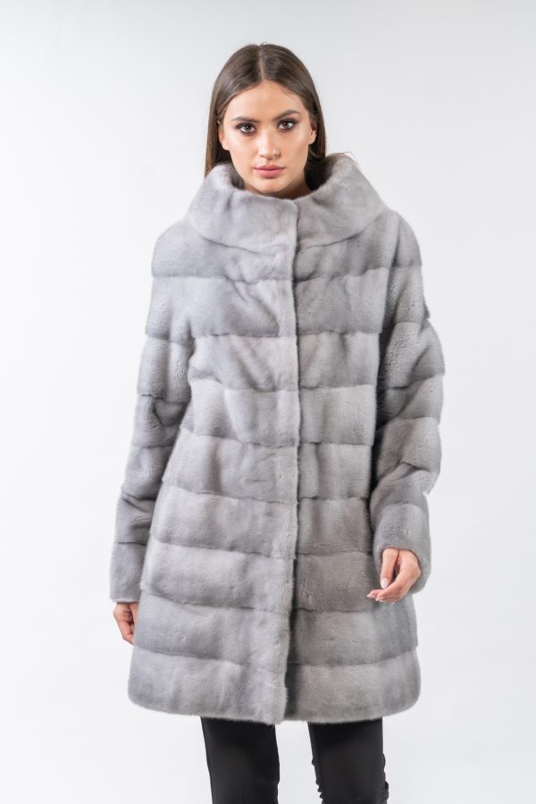 Horizontal Layered Sapphire Mink Fur Jacket