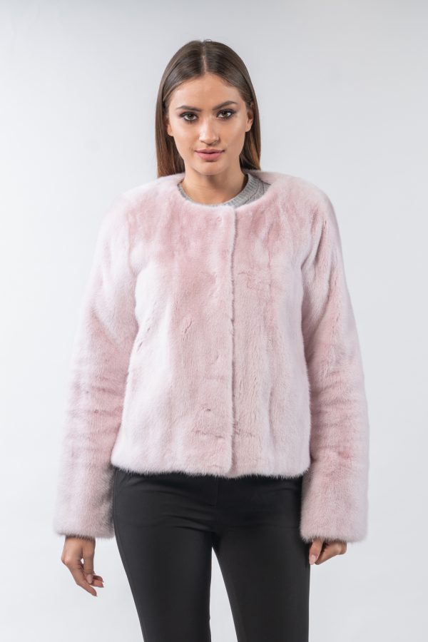 Light Pink Short Mink Fur Jacket