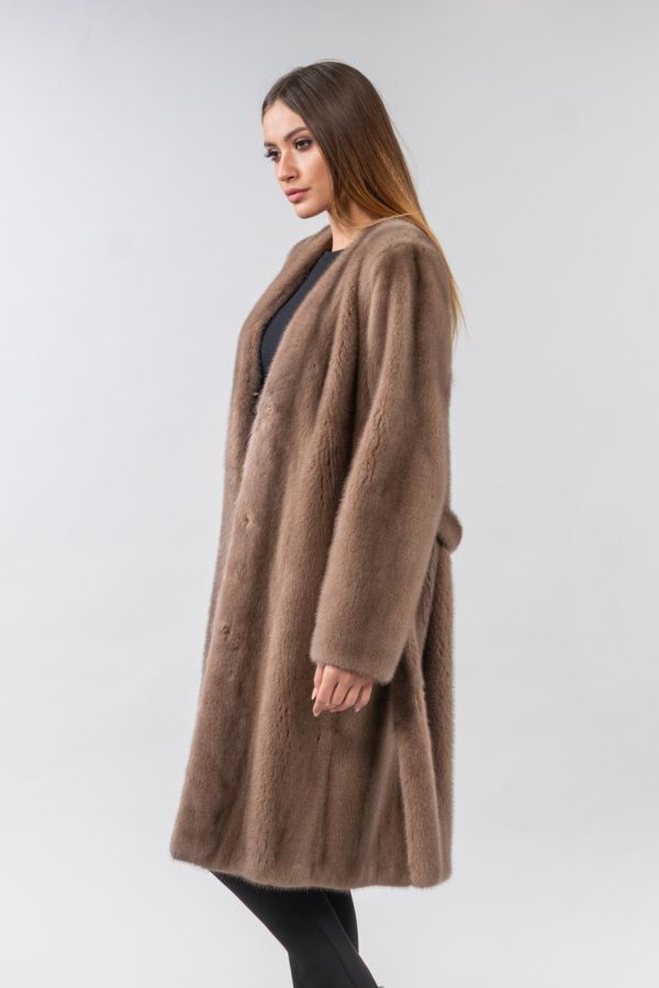 Belted Mink Fur Coat