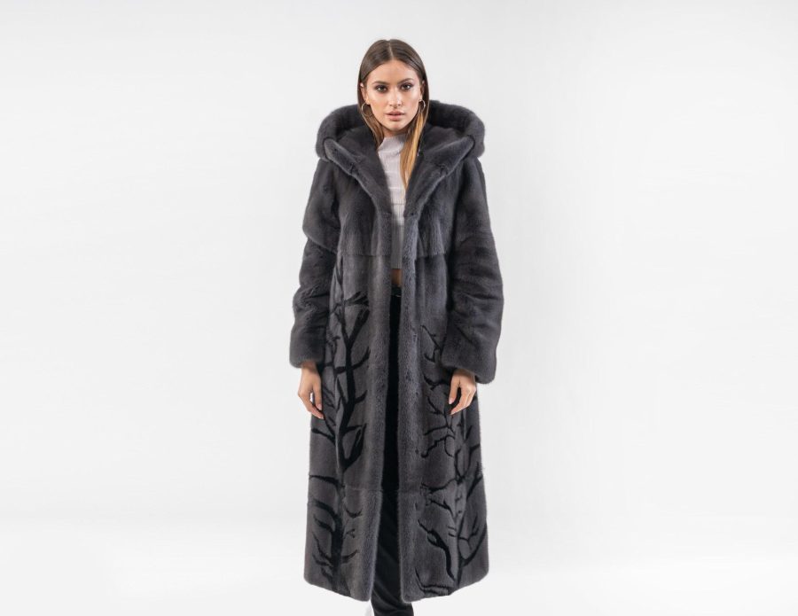 Dark Gray Long Mink Coat