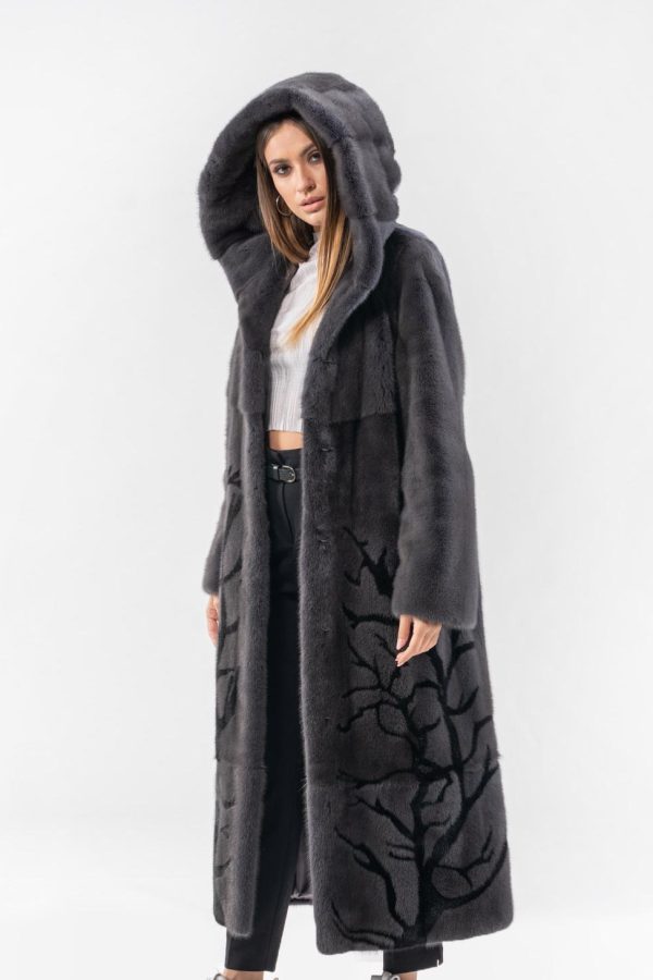 Dark Gray Long Mink Coat