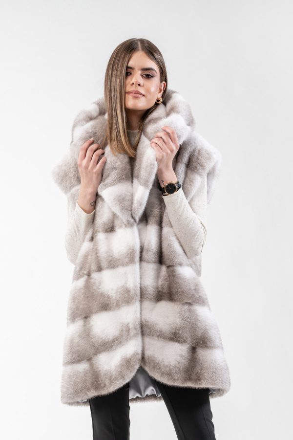 Black Cross Mink Fur Coat - 100% Real Fur Coats - Haute Acorn