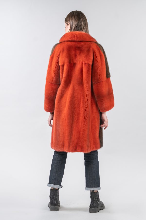 Demi- Buff And Orange Mink Fur Coat - 100% Real Fur - Haute Acorn