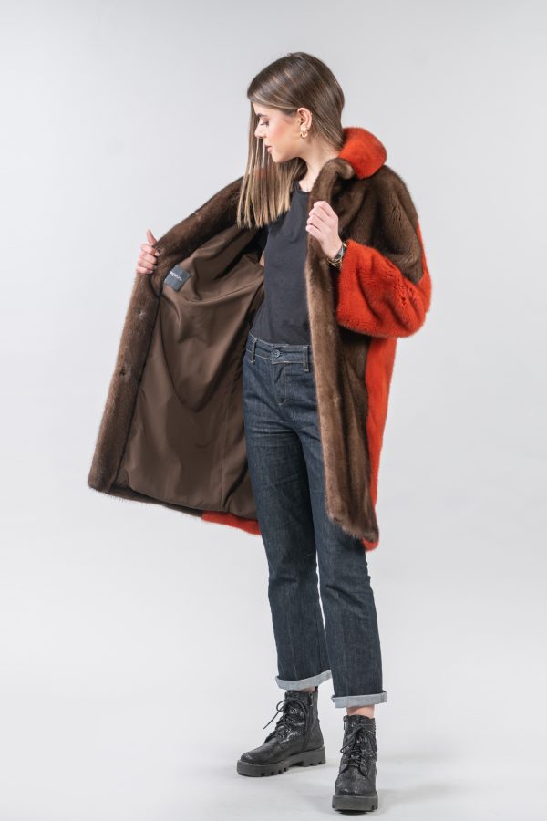Demi- Buff And Orange Mink Fur Coat