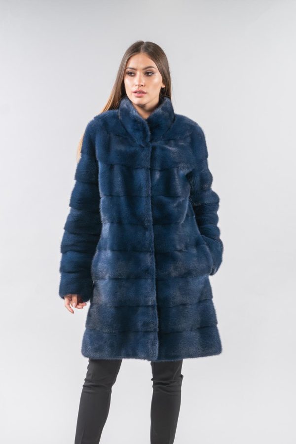 Navy Blue Mink Fur Coat