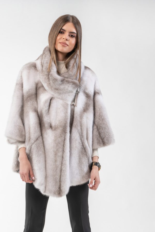 Silver Cross Zipper Mink Fur Cape