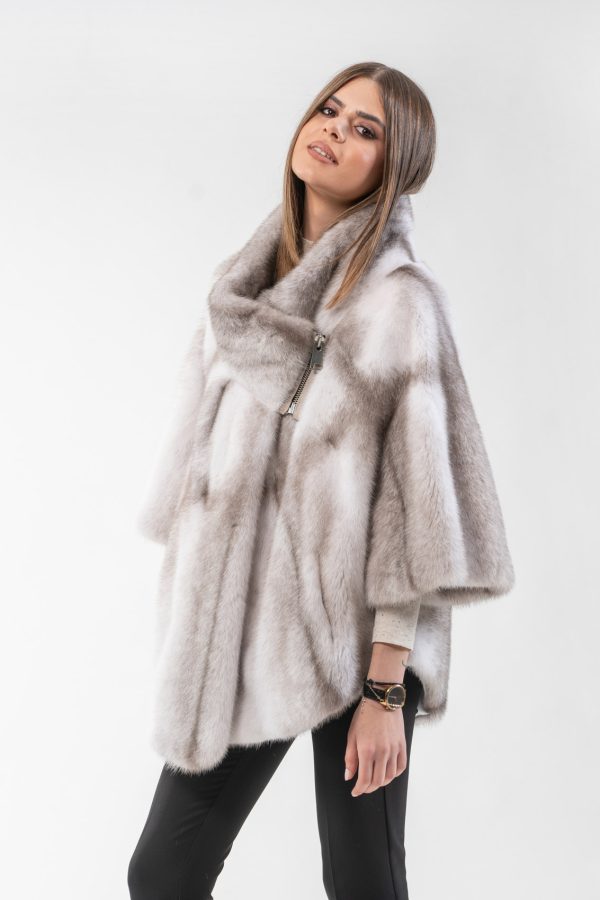 Silver Cross Zipper Mink Fur Cape