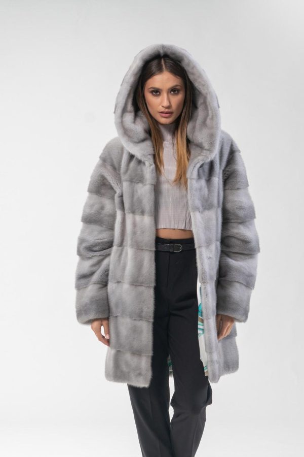 Sapphire Mink Fur Jacket With Hood