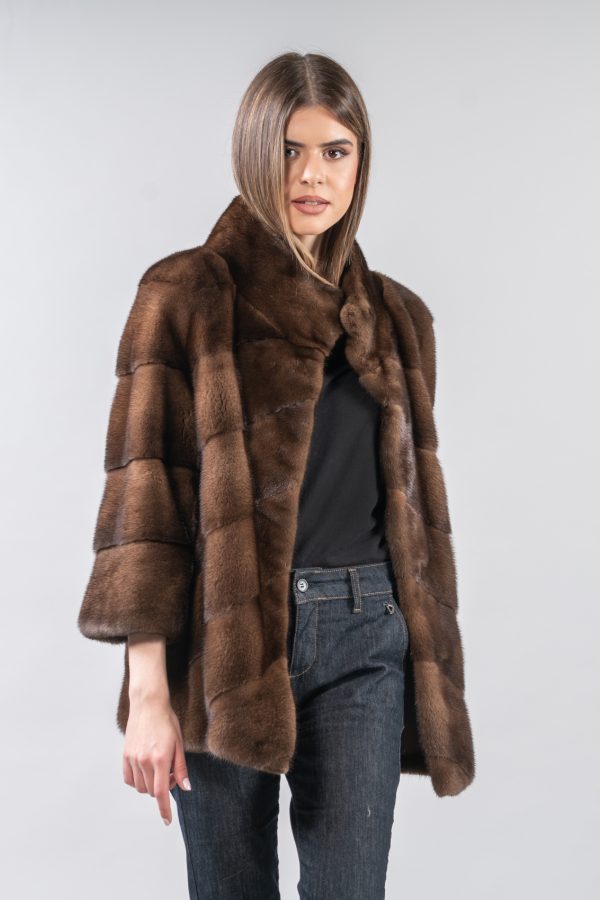 Diagonal Design Mink Fur Jacket