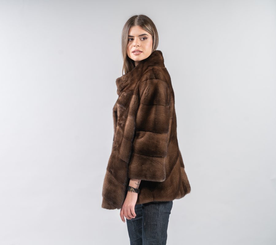 Diagonal Design Mink Fur Jacket