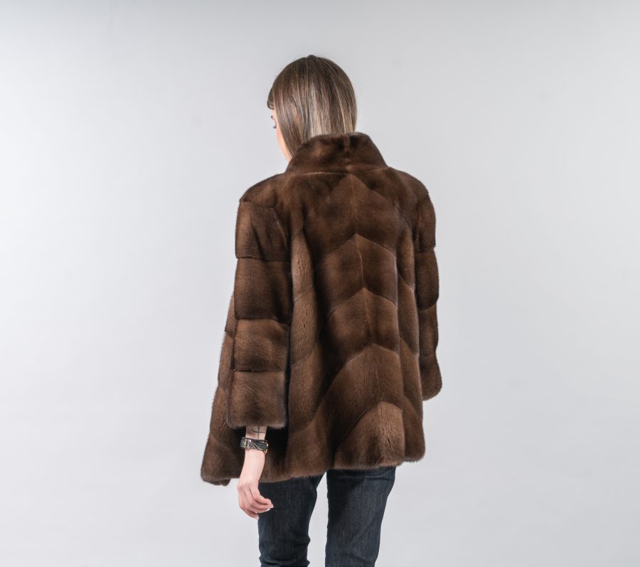 Diagonal Design Mink Fur Jacket