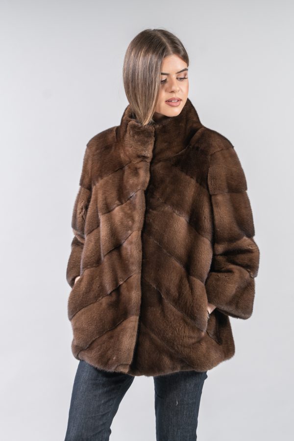 Diagonal Design Mink Fur Jacket