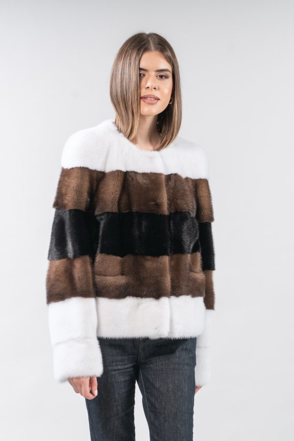 Mixed Color Mink Fur Jacket