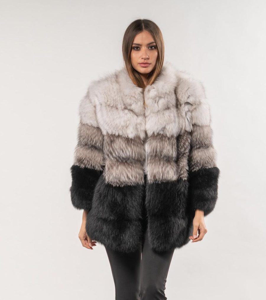 Haute Acorn Fluffy White Fox Fur Jacket