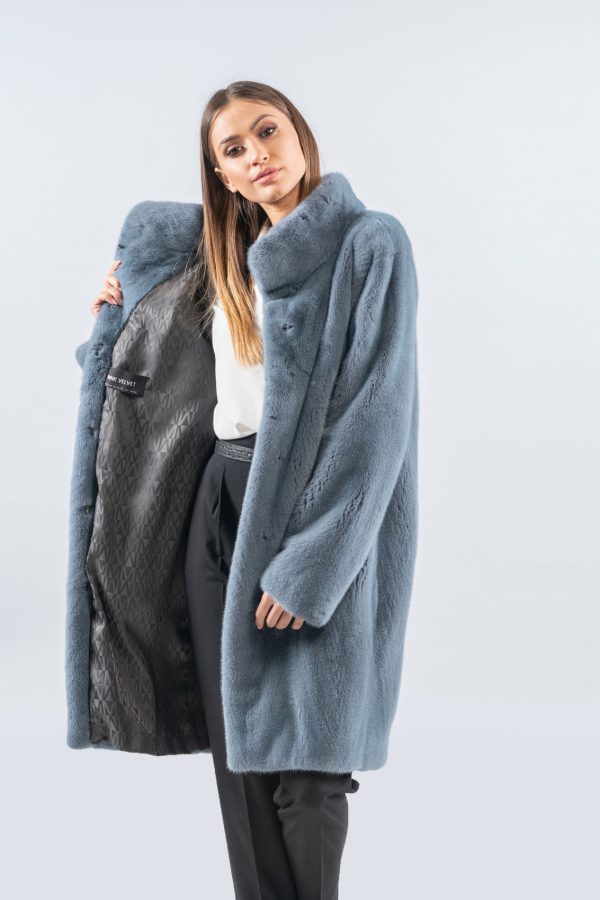 Blue Gray Mink Fur Coat
