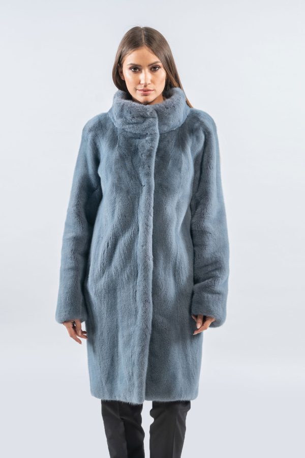 Blue Gray Mink Fur Coat