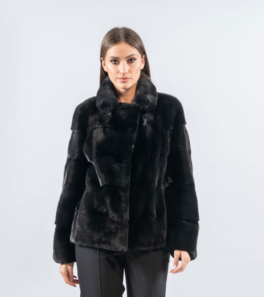 Black Velvet Mink Fur Jacket - 100% Real Fur - Haute Acorn