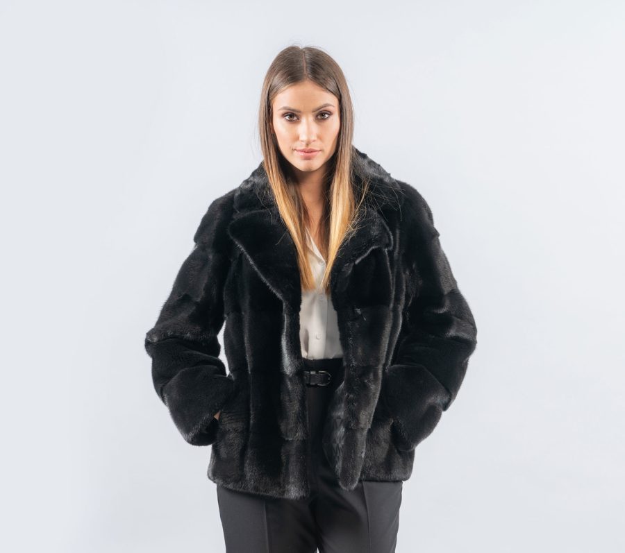 Black Velvet Mink Fur Jacket