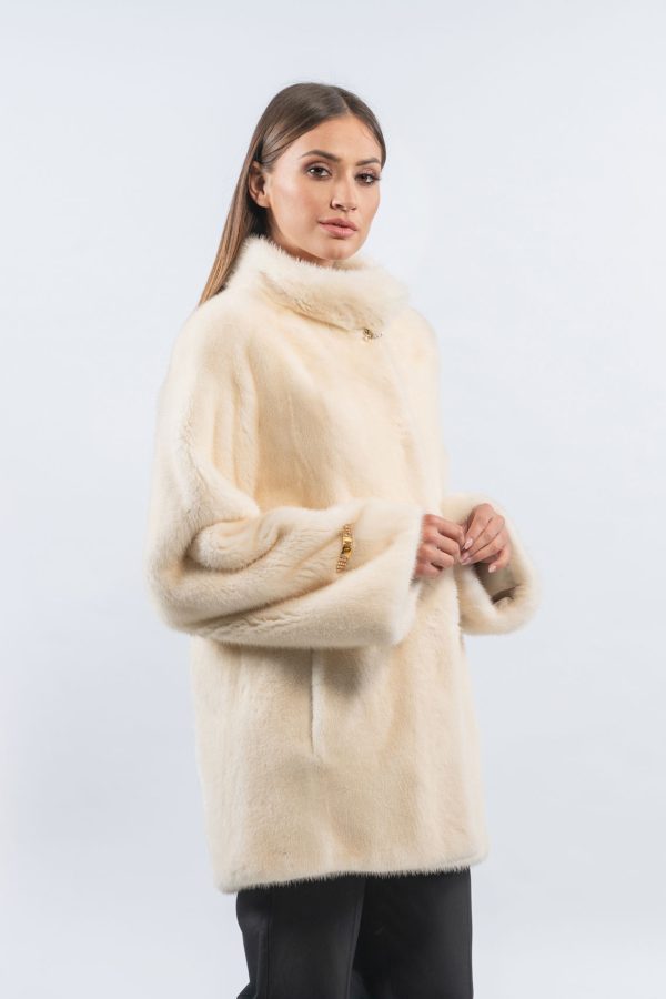 Pearl Mink Fur Jacket With Short Collar