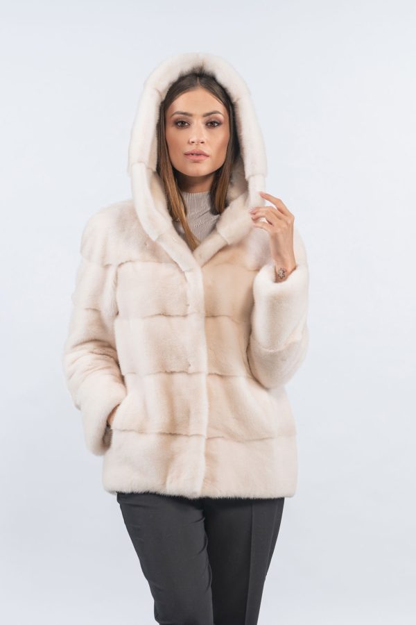 Pearl Mink Fur Jacket With Hood