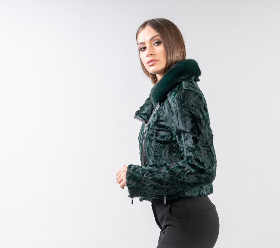 Emerald Astrakhan Short Fur Jacket