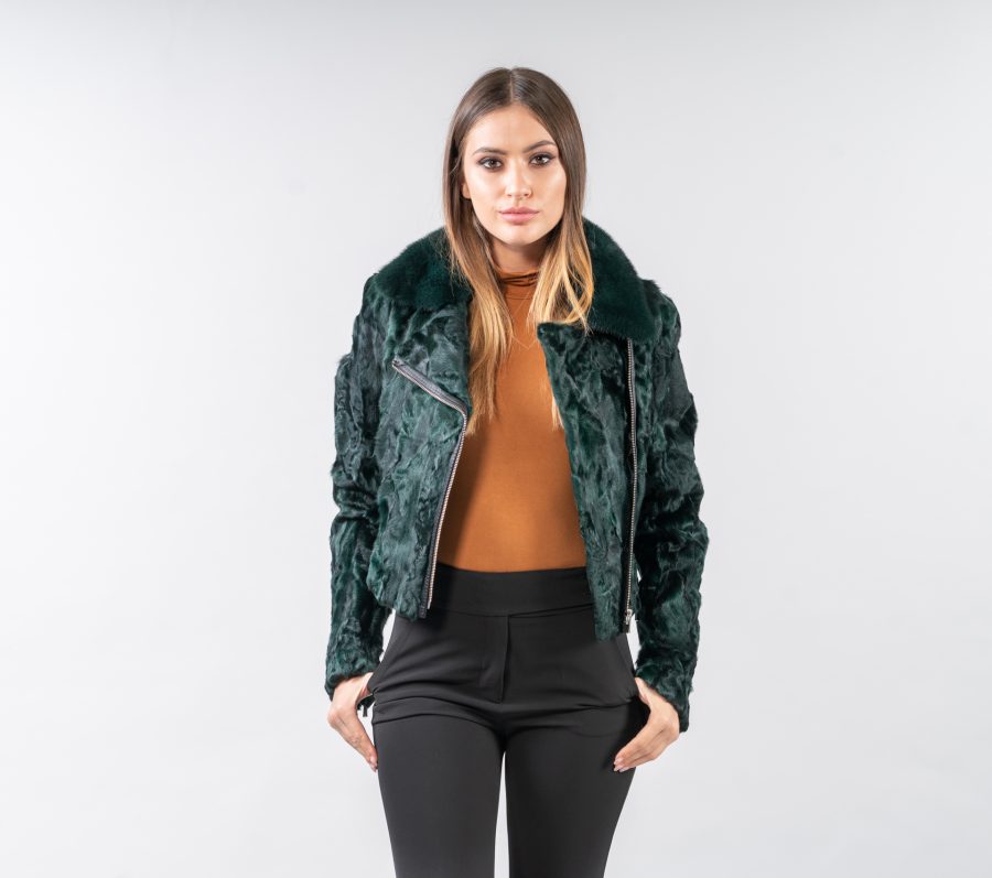 Emerald Astrakhan Short Fur Jacket