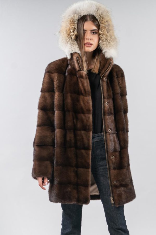 Demi Buff  Mink Fur Jacket With Raccoon Trim