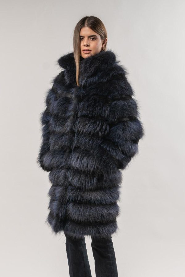 Dark Blue Raccoon Fur Coat