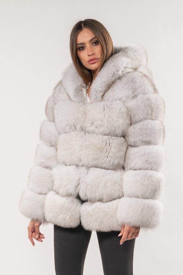 White Fox Fur Jacket With Hood