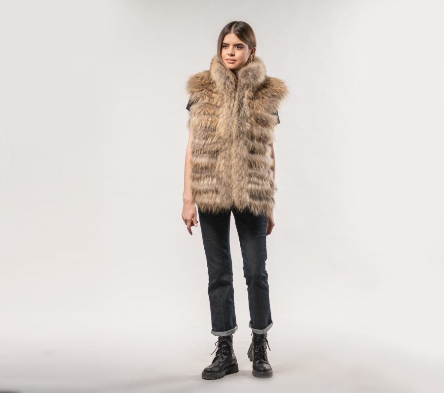Tanuki Fur Vest - 100% Real Fur - Haute Acorn