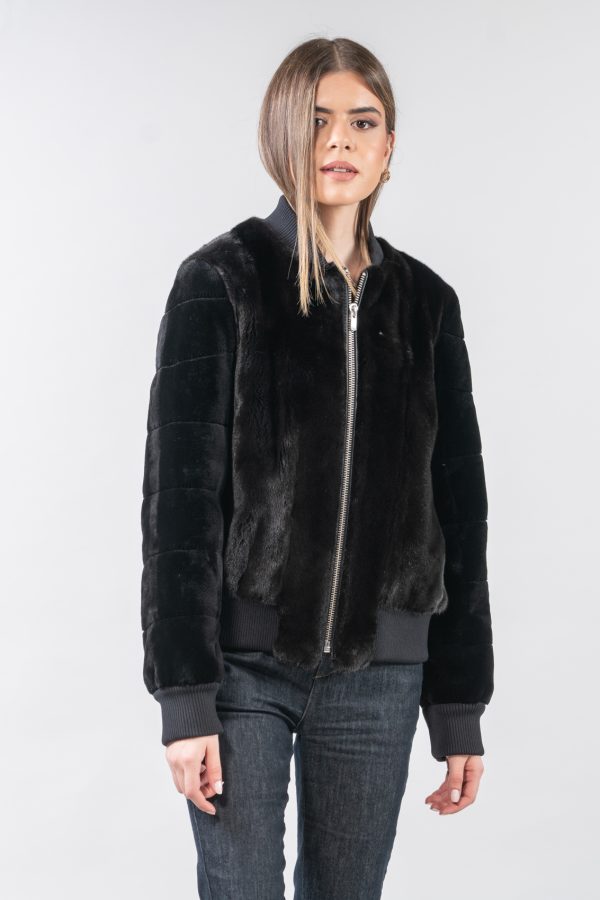 Black Mink Fur Bomber