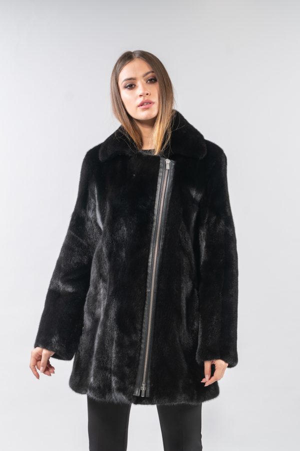 Black Zippered Mink Fur Jacket