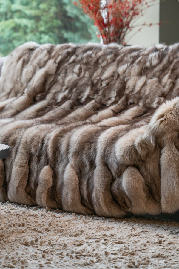 Beige Fox Fur Blanket
