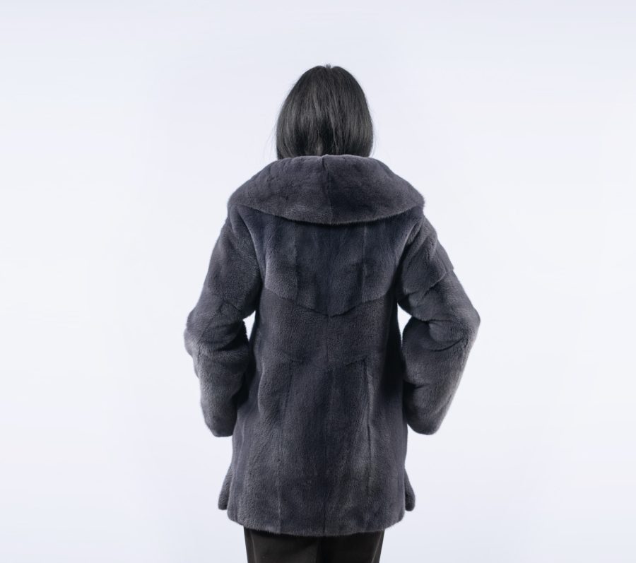 Blue Gray Mink Fur Jacket