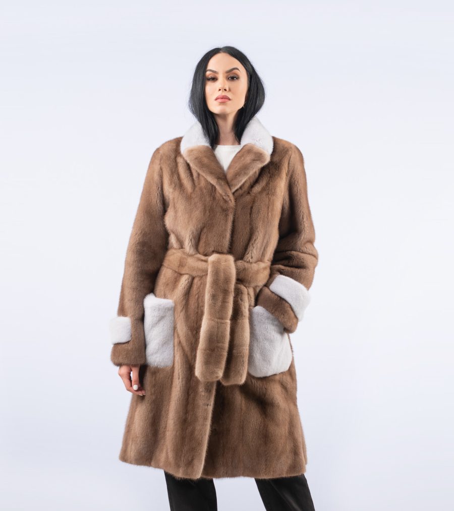 Mink Fur Coat With Front Pockets - 100% Real Fur - Haute Acorn