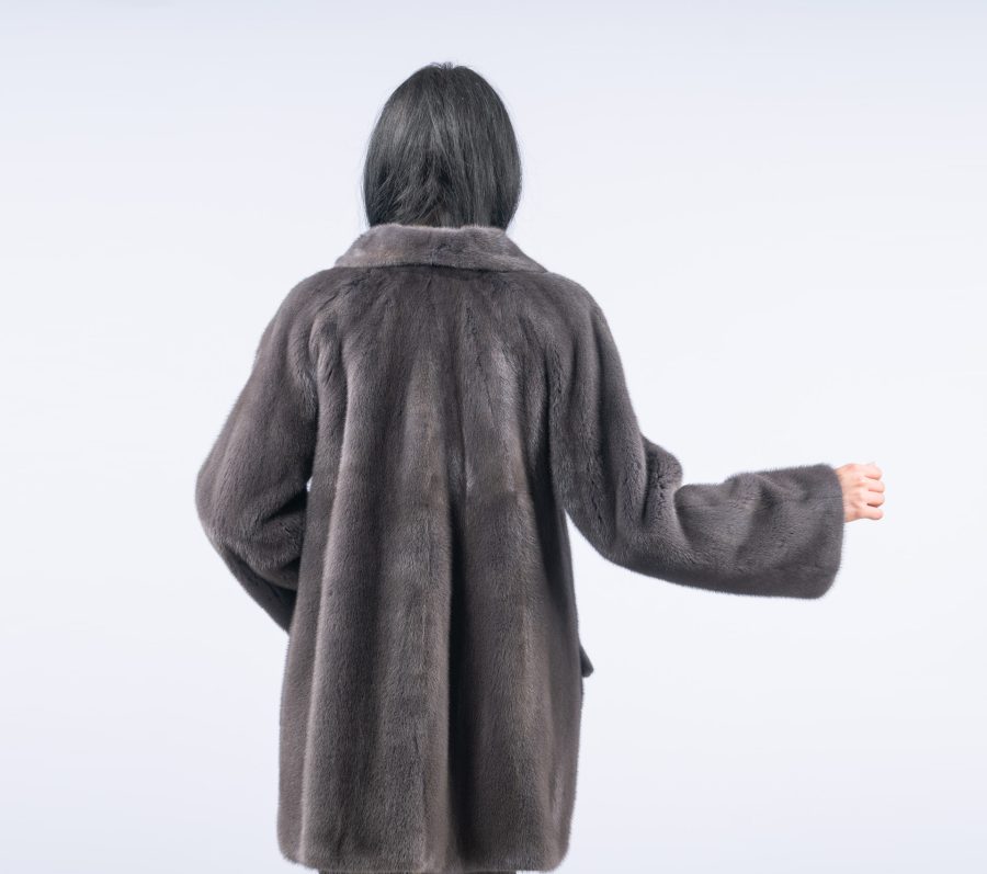 Dark Gray Short Mink Fur Jacket