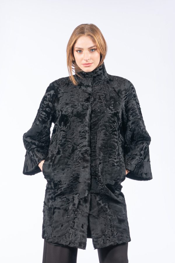 Astrakhan Fur Jacket With 7/8 Sleeves